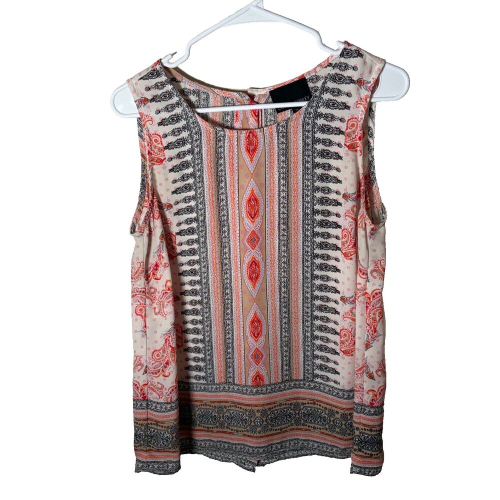 Cynthia Rowley Blouse Women's Medium Sleeveless Colorful Round Neck Tank Top